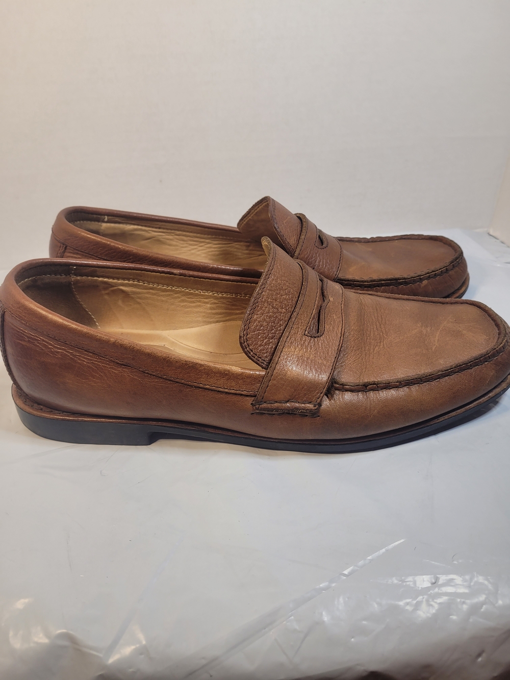 Johnston & Murphy Mens Brown Sheepskin Leather Penny Loafers Sz 10